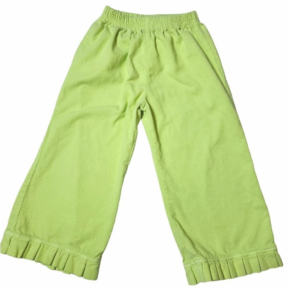 Girls Rosie Posie for Children in Bloon Lime Corduroy Wide Leg Pants Ruffle 2T